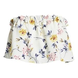 NWT Strapless Popover Ivory Floral Top!*